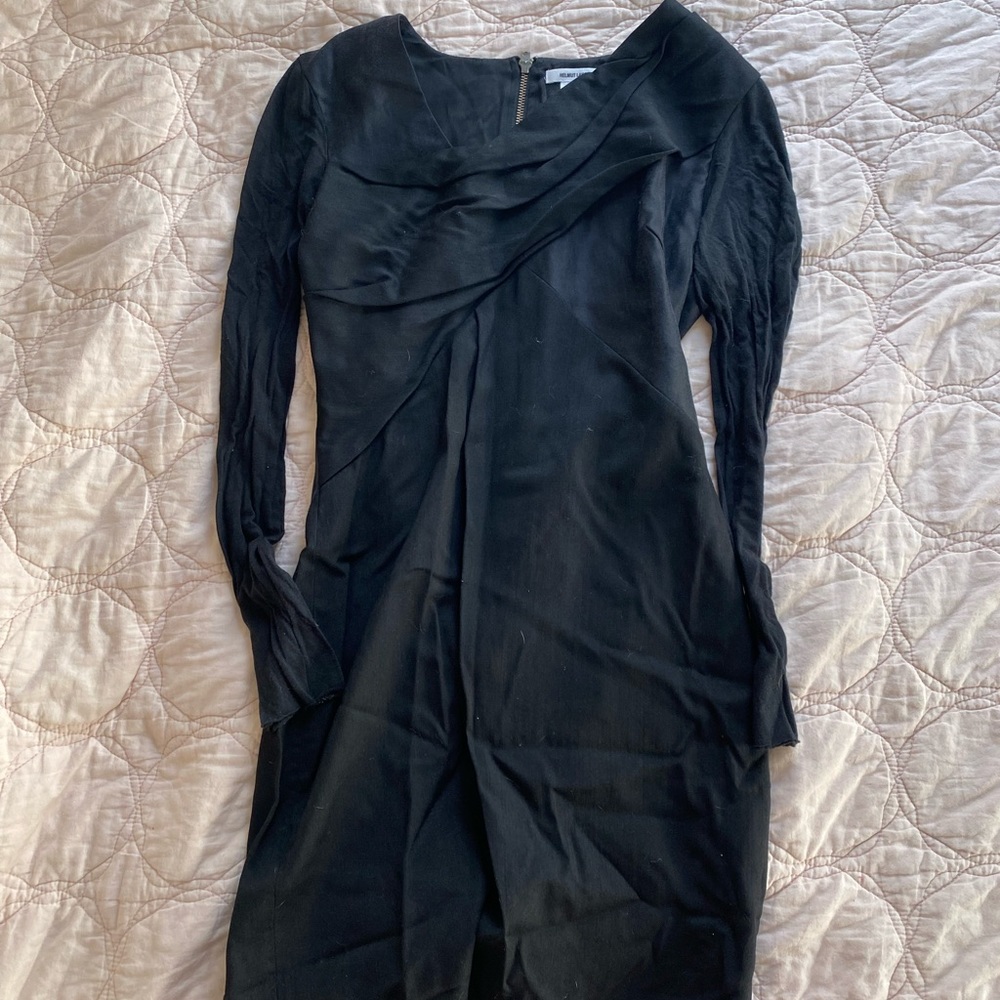 Helmut Lang Black Rouched Dress